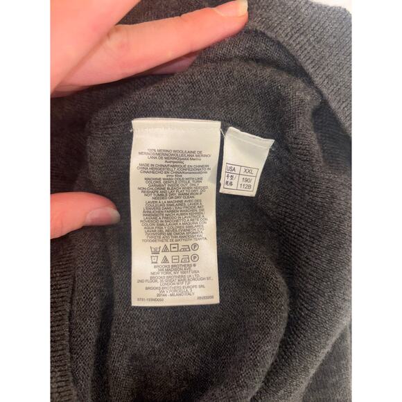 Brooks Brothers Extra Fine Merino Wool Sweater – XXL Gray V-Neck - Picture 10 of 14